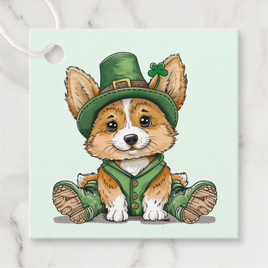 St. Patrick's Day Corgi Dog Geschenkanhänger (Vorderseite)