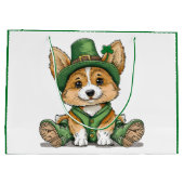 St. Patrick's Day Corgi Dog Große Geschenktüte (Rückseite)