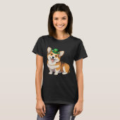 St Patrick's Day Corgi Dog Irish Shamrock Leprecha T-Shirt (Vorne ganz)