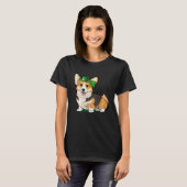 St Patrick's Day Corgi Dog Irish Shamrock Leprecha T-Shirt (Vorne ganz)