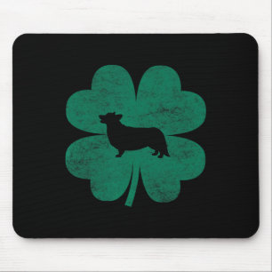 St Patricks Day Corgi Irischer Grüner Kleeblatt-Kl Mousepad