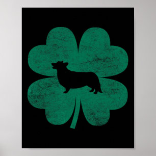 St Patricks Day Corgi Irisches Grünes Kleeblatt Poster