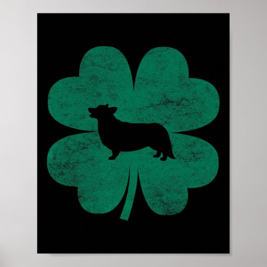 St Patricks Day Corgi Irisches Grünes Kleeblatt Poster (Vorne)