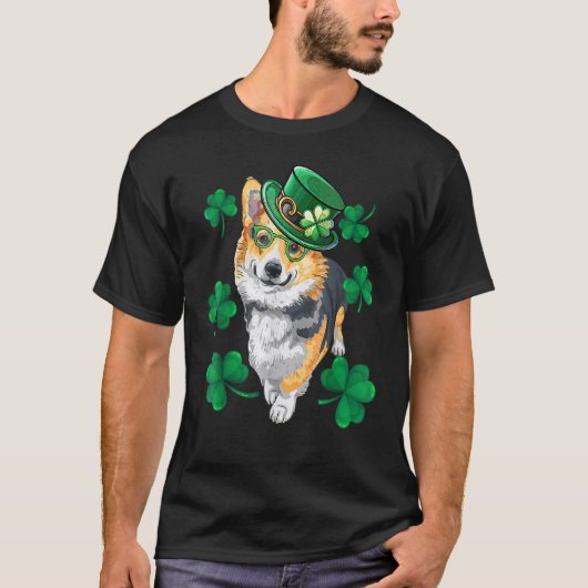 St Patrick's Day Corgi Leprechaun Pet Dog Lover T-Shirt (Vorderseite)