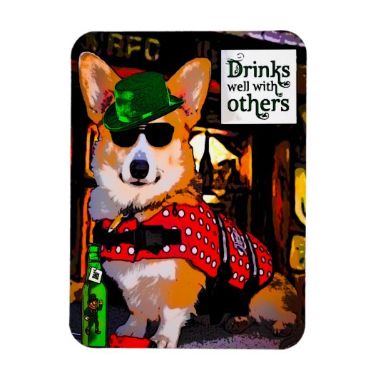 St Patrick's Day Corgi Magnet (Vertikal)