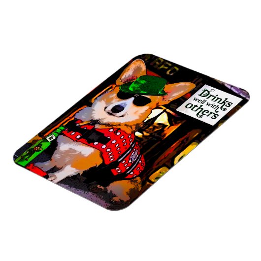 St Patrick's Day Corgi Magnet (Linke Seite)
