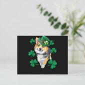 St Patrick's Day Corgi Postkarte (Stehend Vorderseite)