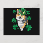 St Patrick's Day Corgi Postkarte (Vorderseite)