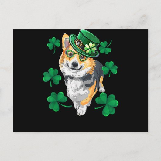 St Patrick's Day Corgi Postkarte (Vorderseite)