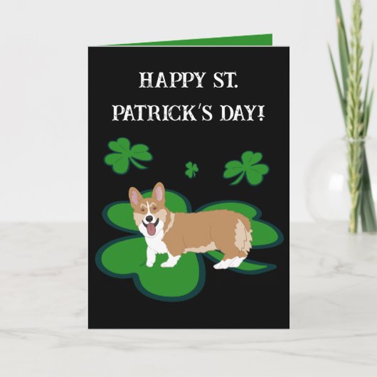 St Patrick's Day Corgi Pup Holiday Card Dankeskarte (Vorderseite)