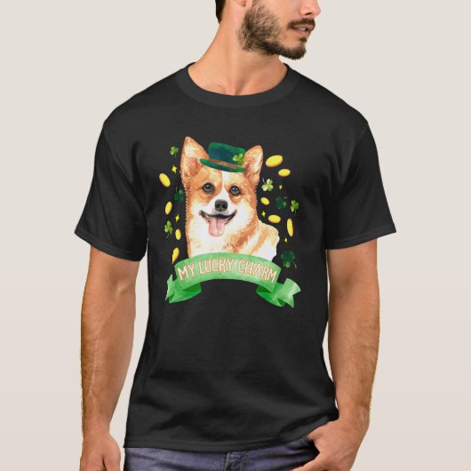 St Patricks Day Corgi T-Shirt (Vorderseite)