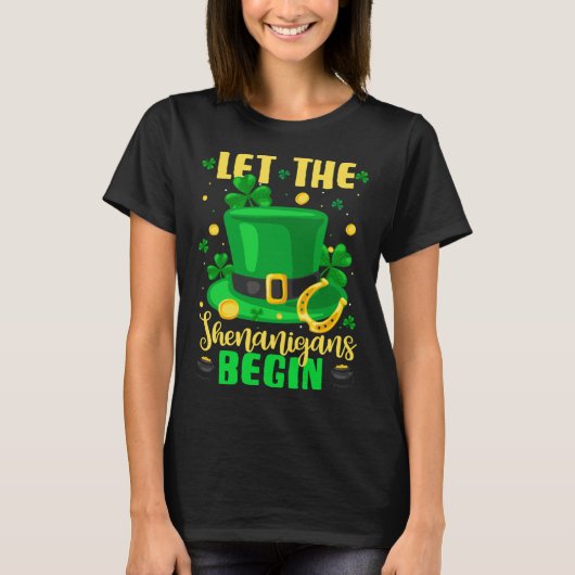 St Patricks Day Costume Let Shenanigans Begin Lepr T-Shirt (Vorderseite)