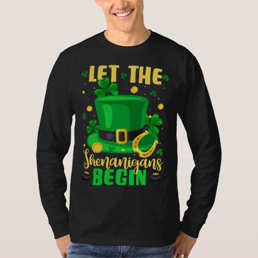 St Patricks Day Costume Let Shenanigans Begin Lepr T-Shirt (Vorderseite)