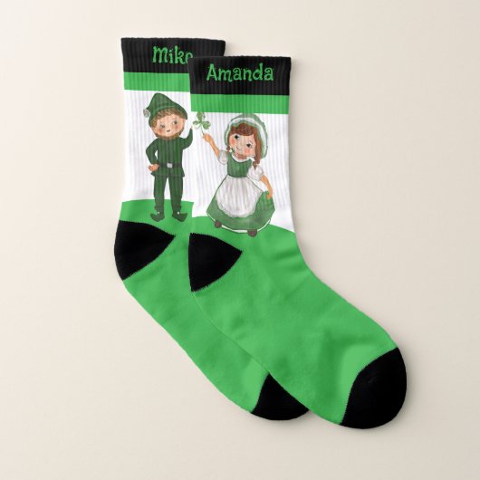St. Patrick's Day Couple Green White Black Socken (Paar)