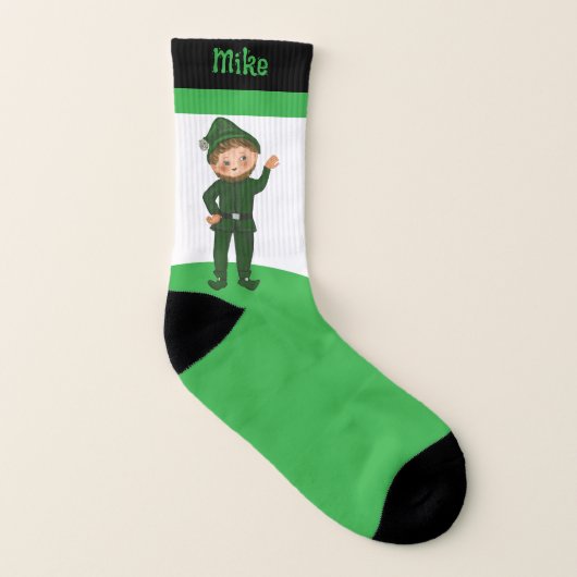St. Patrick's Day Couple Green White Black Socken (Links - Innen)