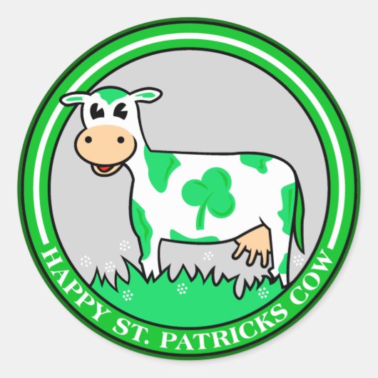 St. Patrick's Day Cow Kleeblatt Runder Aufkleber (Vorderseite)