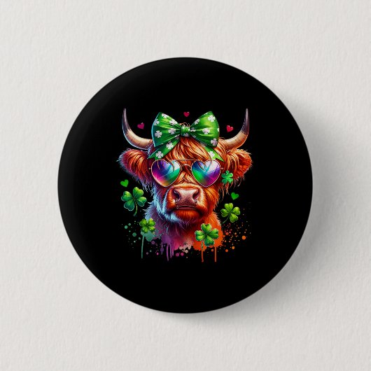 St Patrick's Day Cow St Patricks Day Kleeblatt Wom Button (Vorderseite)