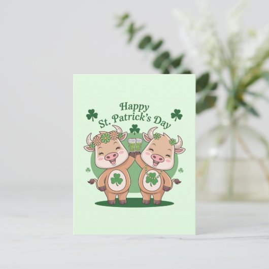 St Patricks Day Cows Postkarte (Stehend Vorderseite)