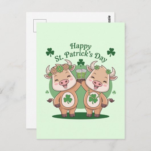 St Patricks Day Cows Postkarte (Vorne/Hinten)
