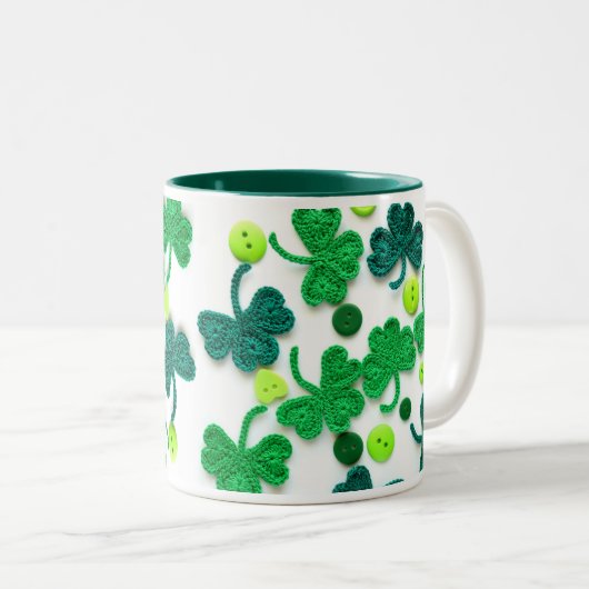 St. Patrick's Day Crochet Heart Kleeblatt Tasse (VorderseiteRechts)
