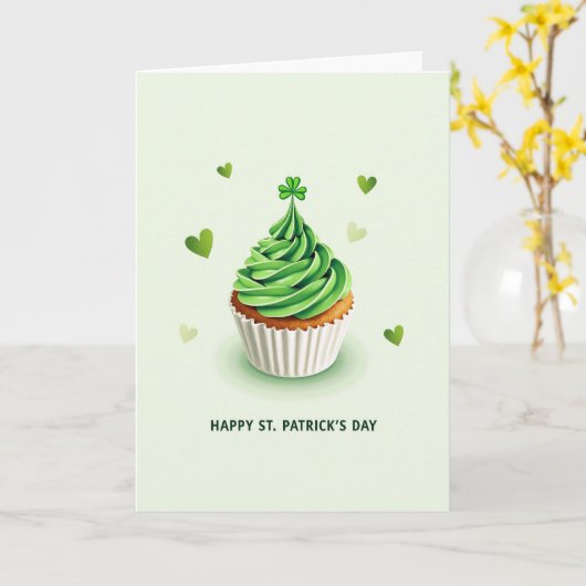 St Patricks Day Cupcake Card Karte (Gelbe Blume)