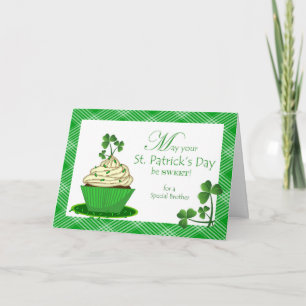 St. Patrick's Day Cupcake für den Bruder Karte