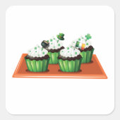 St Patricks Day Cupcakes Quadratischer Aufkleber (Vorderseite)