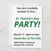 St. Patrick's Day CUSTOM Party Einladung (Rückseite)