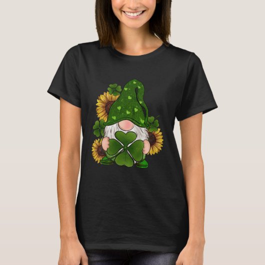 St Patrick's Day Cute Gnomes Holding Shamrock Sunf T-Shirt (Vorderseite)