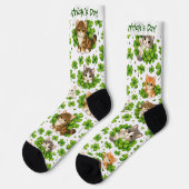 St. Patrick's Day Cute Kitten & Shamrock Cat Lover Socken (Linkes Detail)