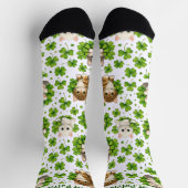 St. Patrick's Day Cute Kitten & Shamrock Cat Lover Socken (Oben)