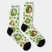 St. Patrick's Day Cute Kitten & Shamrock Cat Lover Socken (Rechts)