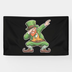 St Patricks Day Dab Dabbing Kobold in Grün Banner