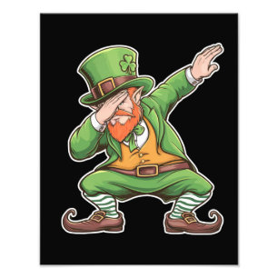 St Patricks Day Dab Dabbing Kobold in Grün  Fotodruck
