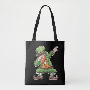 St Patricks Day Dab Dabbing Kobold in Grün Tasche