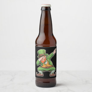 St Patricks Day Dab Dabbing Leprechaun Green Bierflaschenetikett