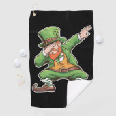St Patricks Day Dab Dabbing Leprechaun Green Golfhandtuch (Insitu)