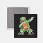 St Patricks Day Dab Dabbing Leprechaun Green Magnet (Vorderseite/Rückseite)