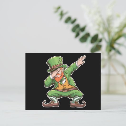St Patricks Day Dab Dabbing Leprechaun Green Postkarte (Stehend Vorderseite)