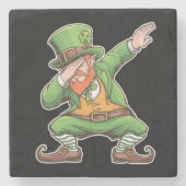 St Patricks Day Dab Dabbing Leprechaun Green Steinuntersetzer (Vorderseite)