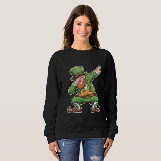 St Patricks Day Dab Dabbing Leprechaun Green Sweatshirt (Vorne ganz)