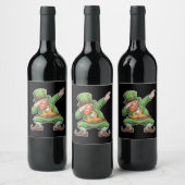 St Patricks Day Dab Dabbing Leprechaun Green Weinetikett (Flaschen)