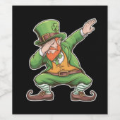St Patricks Day Dab Dabbing Leprechaun Green Weinetikett (Einzelnes Label)