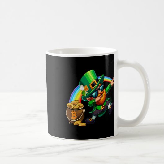 St Patricks Day Dabbing Bitcoin Rainbow Leprechaun Kaffeetasse (Rechts)