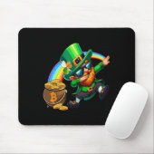 St Patricks Day Dabbing Bitcoin Rainbow Leprechaun Mousepad (Mit Mouse)