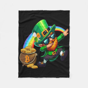 St Patricks Day Dabbing Bitcoin Regenbogen Kobold Fleecedecke