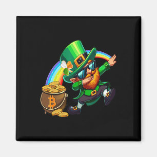 St Patricks Day Dabbing Bitcoin Regenbogen Kobold Magnet