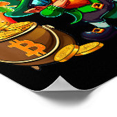St Patricks Day Dabbing Bitcoin Regenbogen Leprech Poster (Ecke)