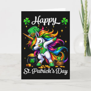 St Patricks Day Dabbing Einhorn Mädchen Glücklich  Karte