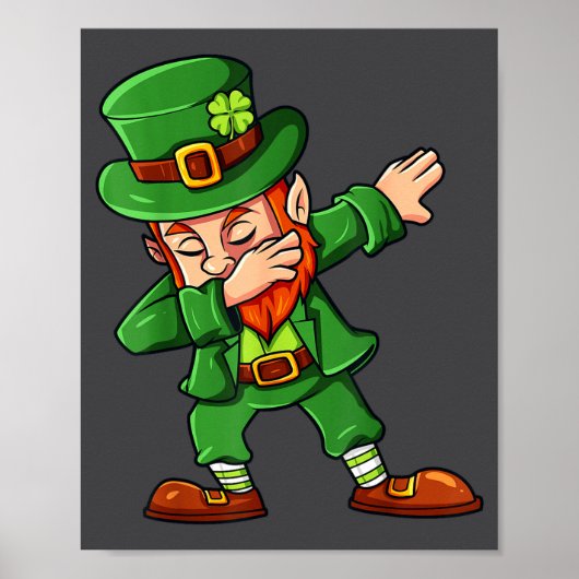 St Patricks Day Dabbing Kobold Irischer Junge Mädc Poster (Vorne)